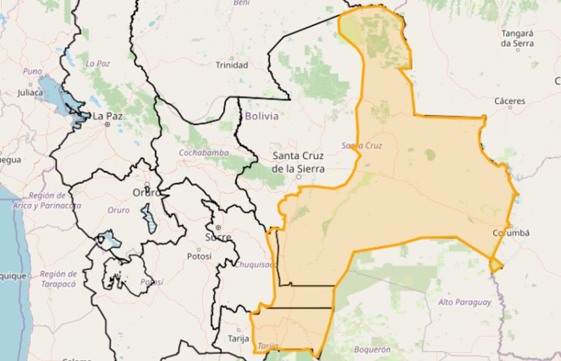 Alerta naranja por máximas temperaturas en Tarija, Chuquisaca y Santa Cruz